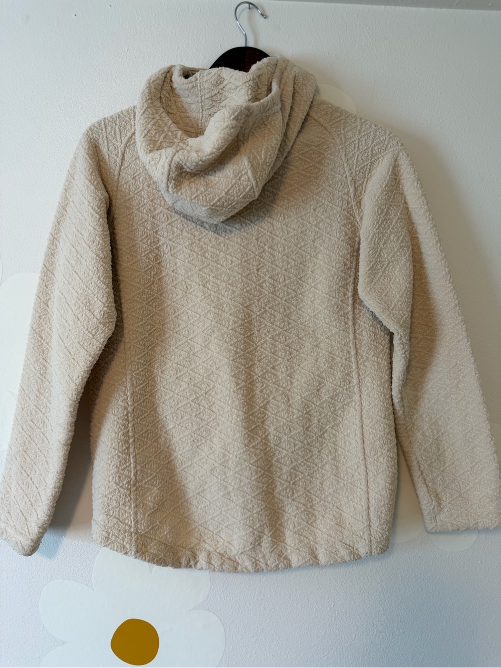Patagonia Cream Sherpa Diamond Capra Cowl Neck Hoodie Sweatshirt Calcium - Picture 8 of 12